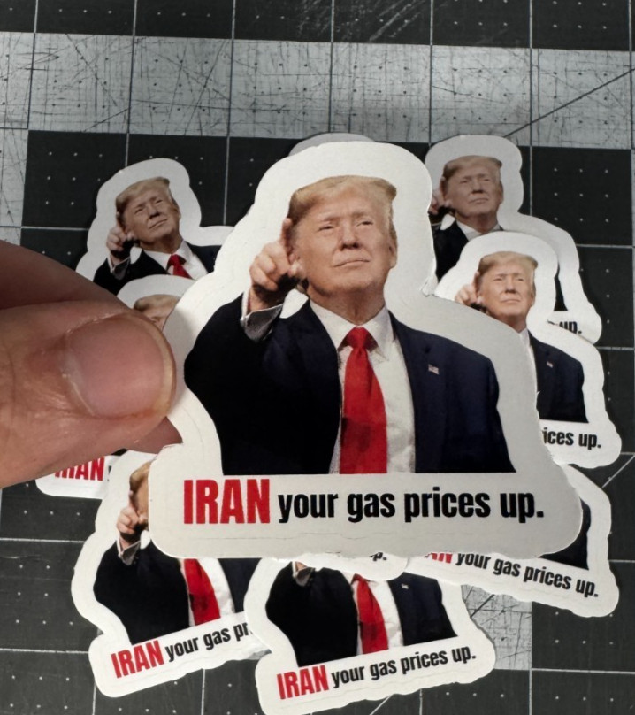 Trump “Iran Prices Up!” Sticker 100 Pack Funny Political Gas Meme Decal 2"