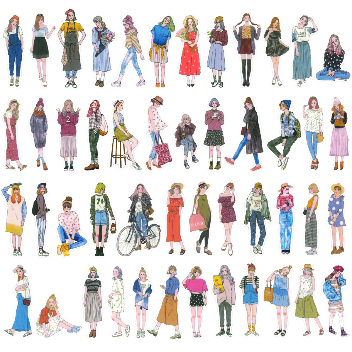 Wrapables Fashion Women People Vinyl Stickers for Scrapbooking, Journaling