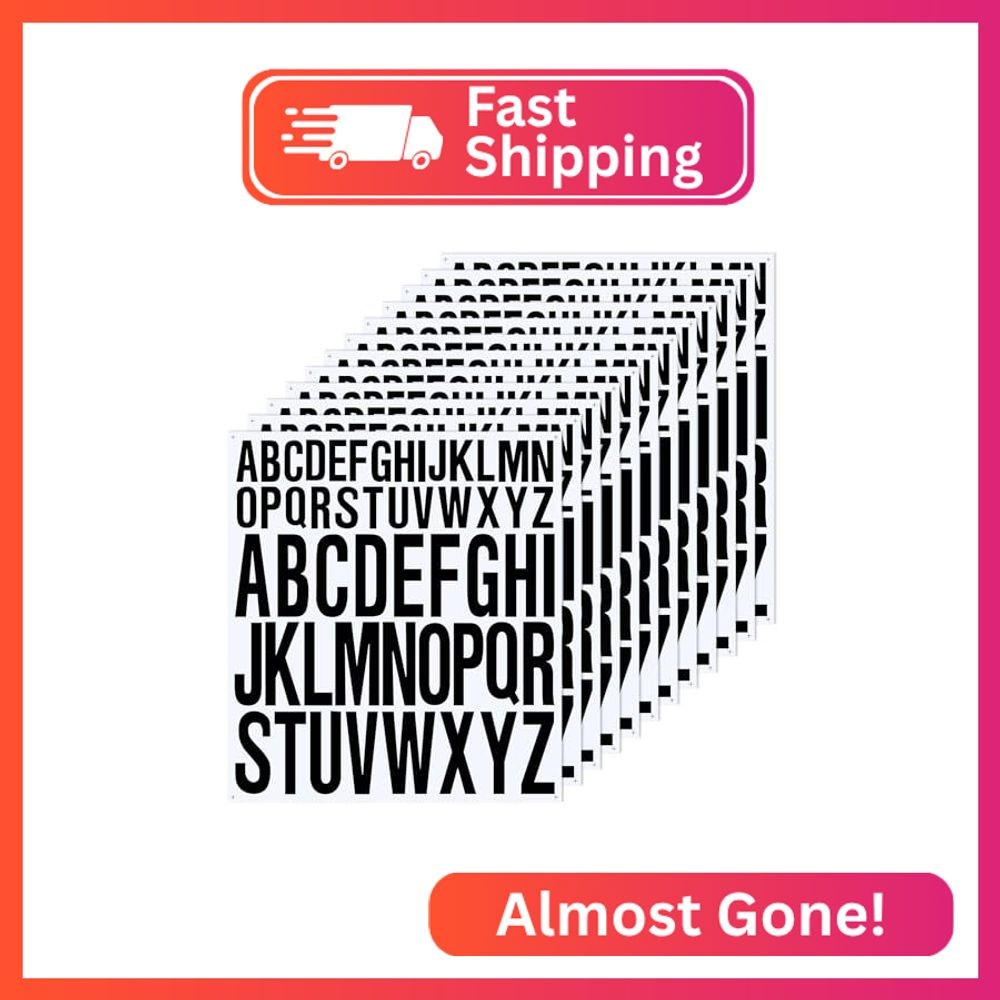 12 Sheets Letter Stickers, 24 Set Self Adhesive Alphabet Stickers, 1 Inch 2 Inch