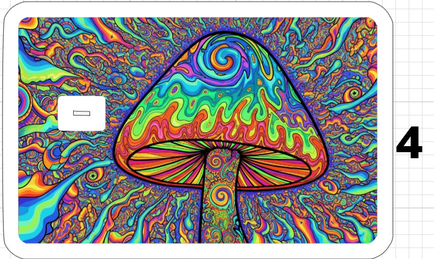 Acid Trip Magic Mushroom ATM Debit Credit Sticker Skin Trippy Retro Groovy Gift