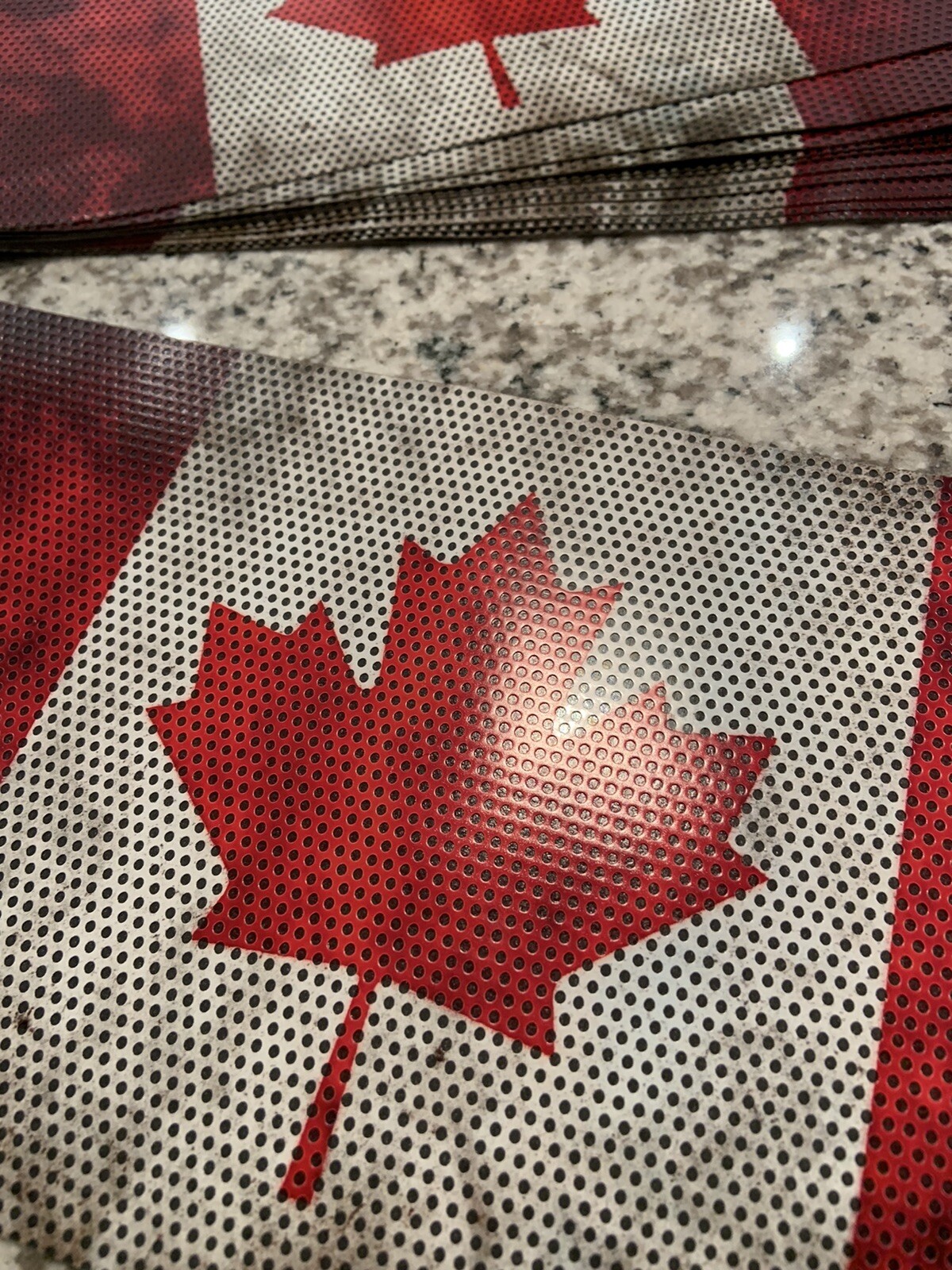 Canada Flag 10 in X 5.5 in Perforated Vinyl Window Decal