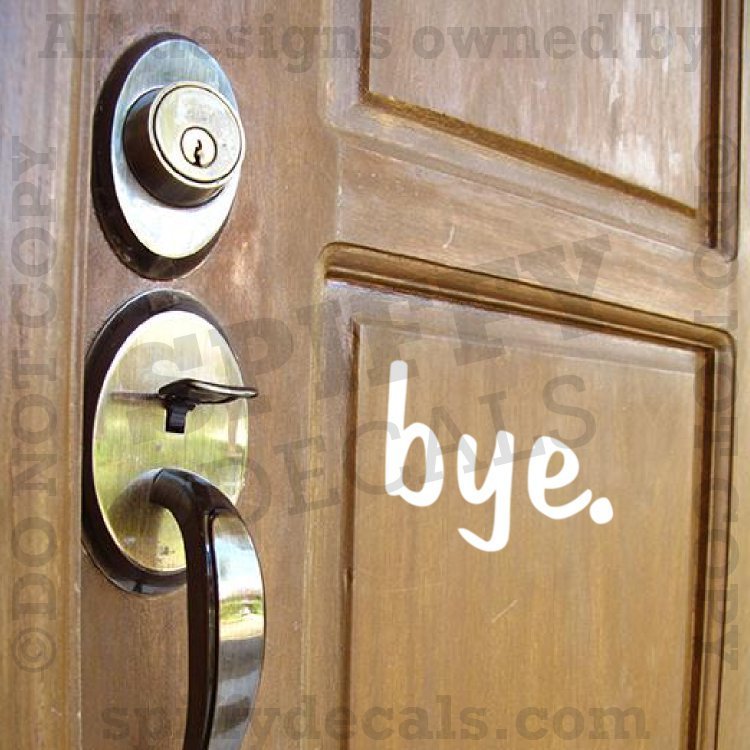 HELLO BYE GOODBYE Home Doorway Foyer Quote Vinyl Wall Decal Decor Sticker Art