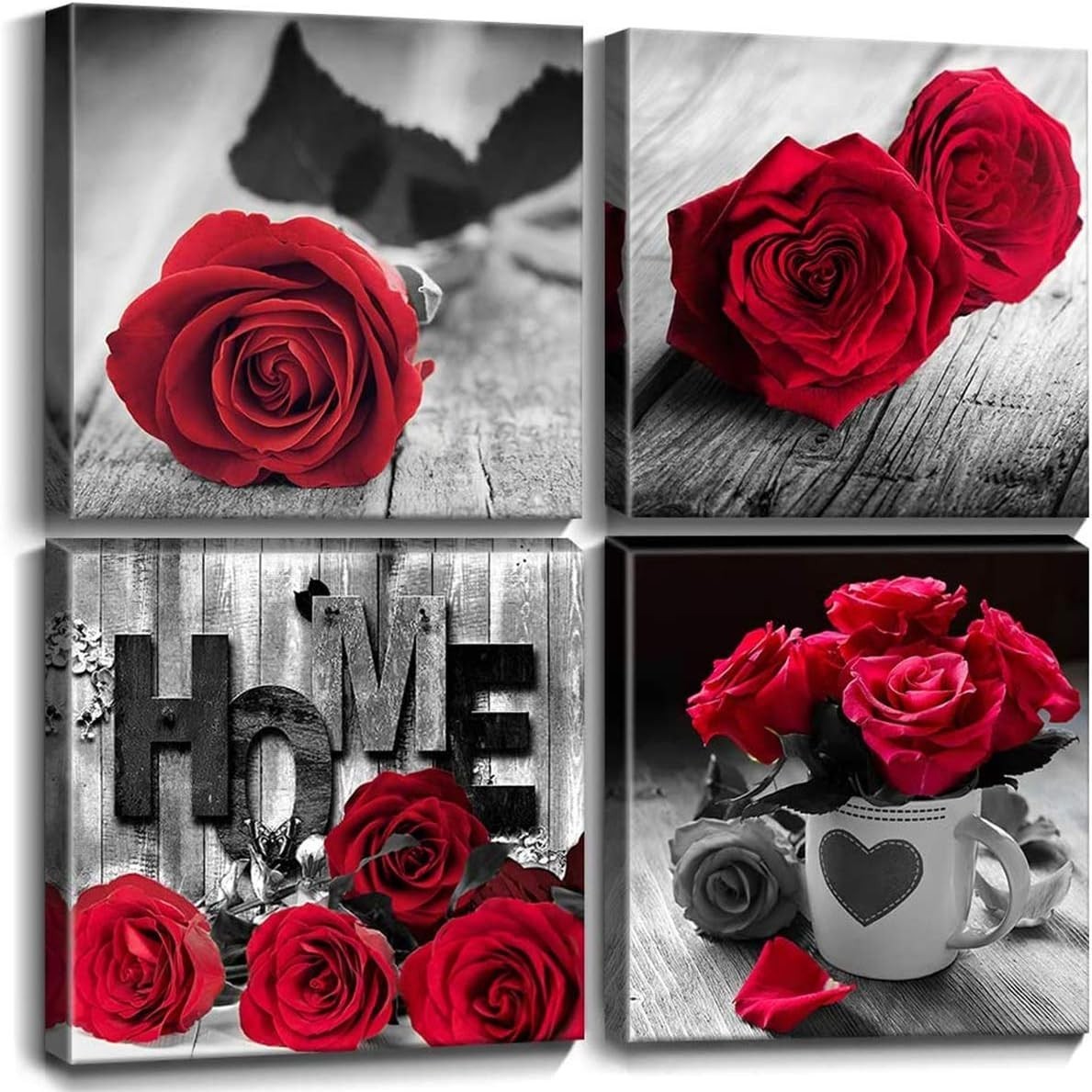 Versatile Floral Canvas Wall Art – 4 Panels 12×12