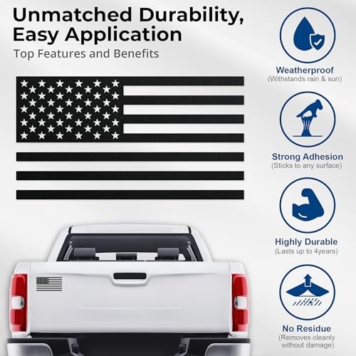 GRITKULTURE Matte Subdued American Flag Decal Stickers 2 Pack for Matte Black