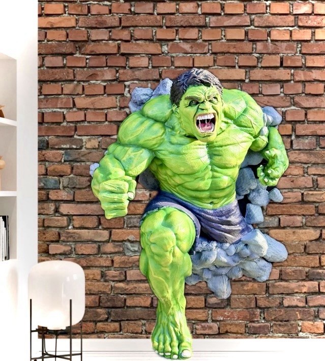 Hulk LIFE-SIZE 3D wall buster. 3D printed and hand painted