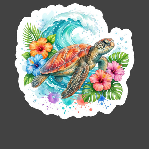 Turtle Sticker Vinyl Decal Tropical Ocean Wave Sea Life Aesthetic