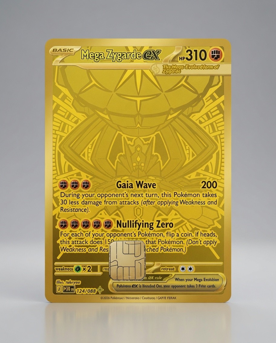 Mega Zygarde ex Gold Pokémon TC Debit Card Credit Card Skin Vinyl Sticker