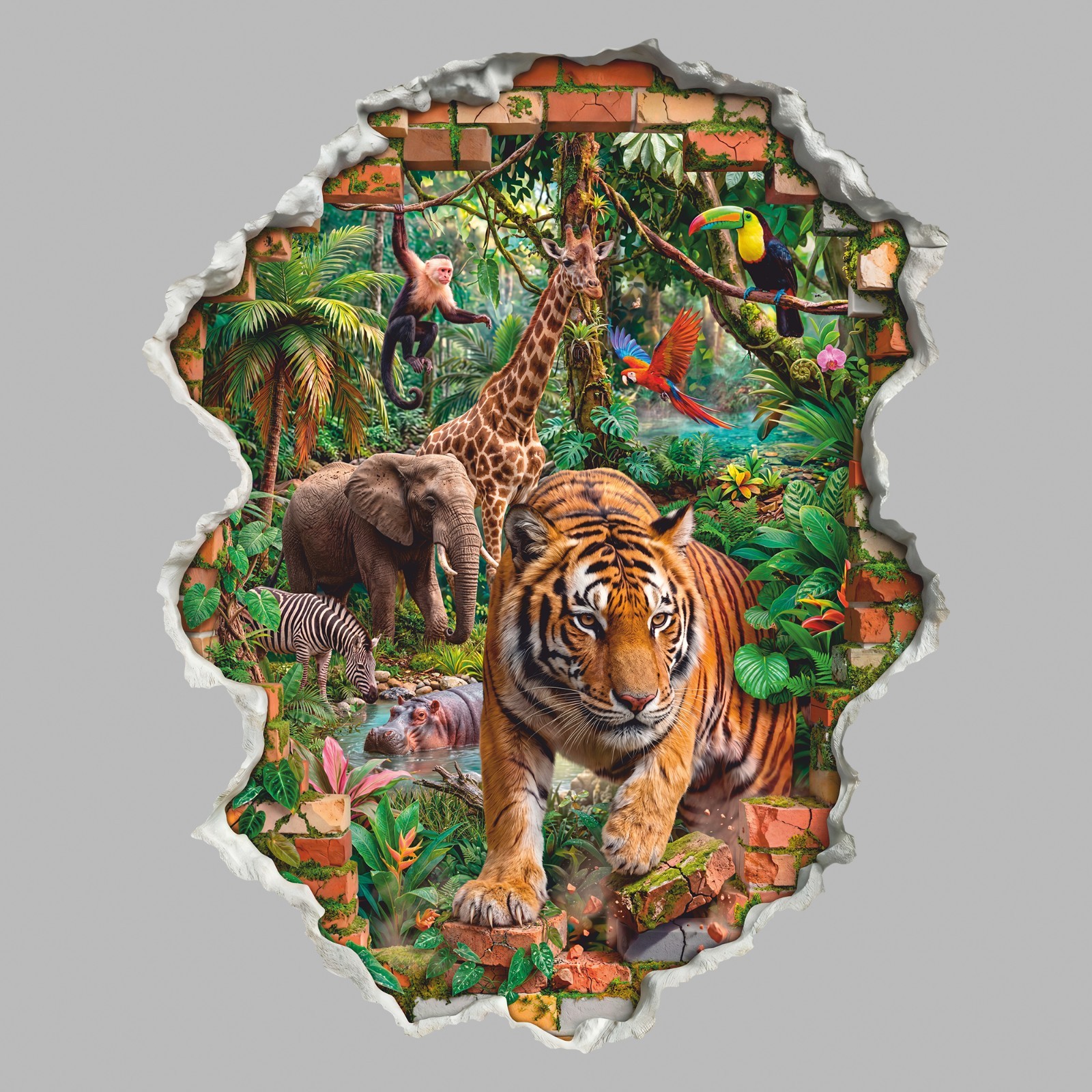 Safari Jungle Wall Decal: Wild Animals Wall Sticker, Wall Tattoo, Peel and Stick