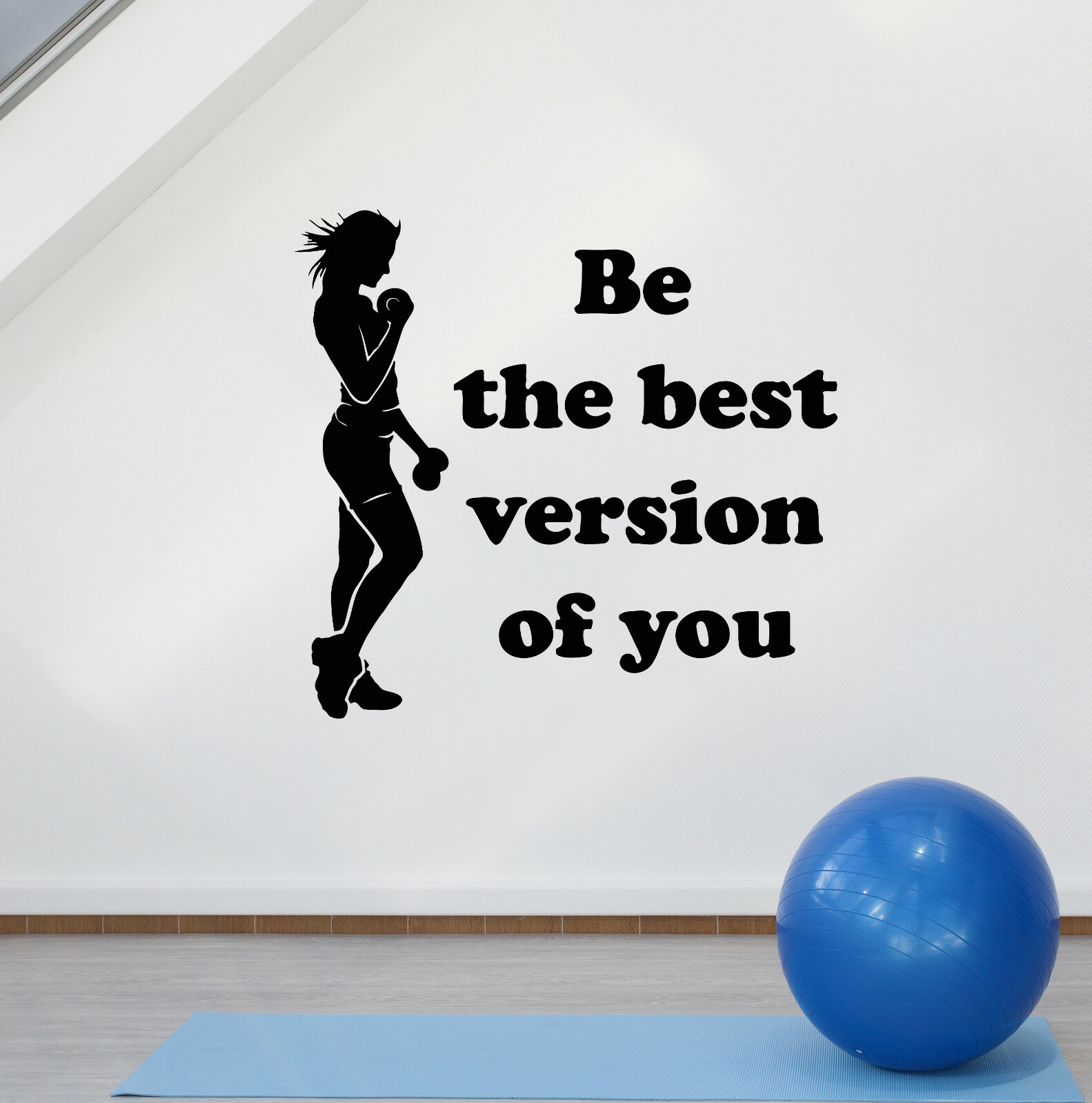 Vinyl Wall Decal Fitness Girl Gym Woman Quote Motivational Stickers (ig5258)