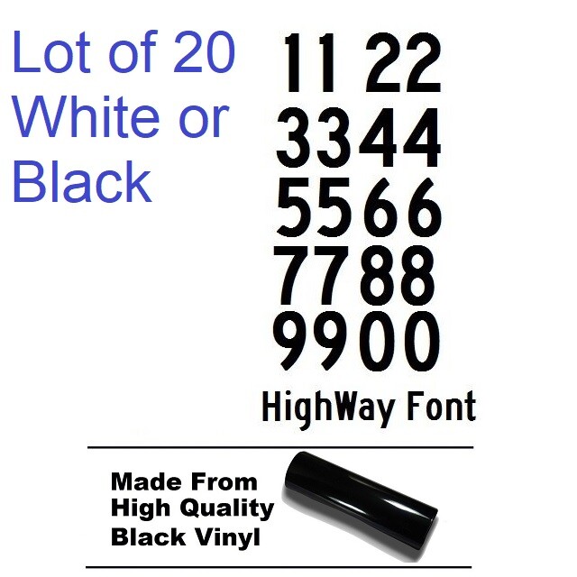 Lot of 20 White or Black Vinyl Street Address Mailbox Number Decal Stickers -hwy