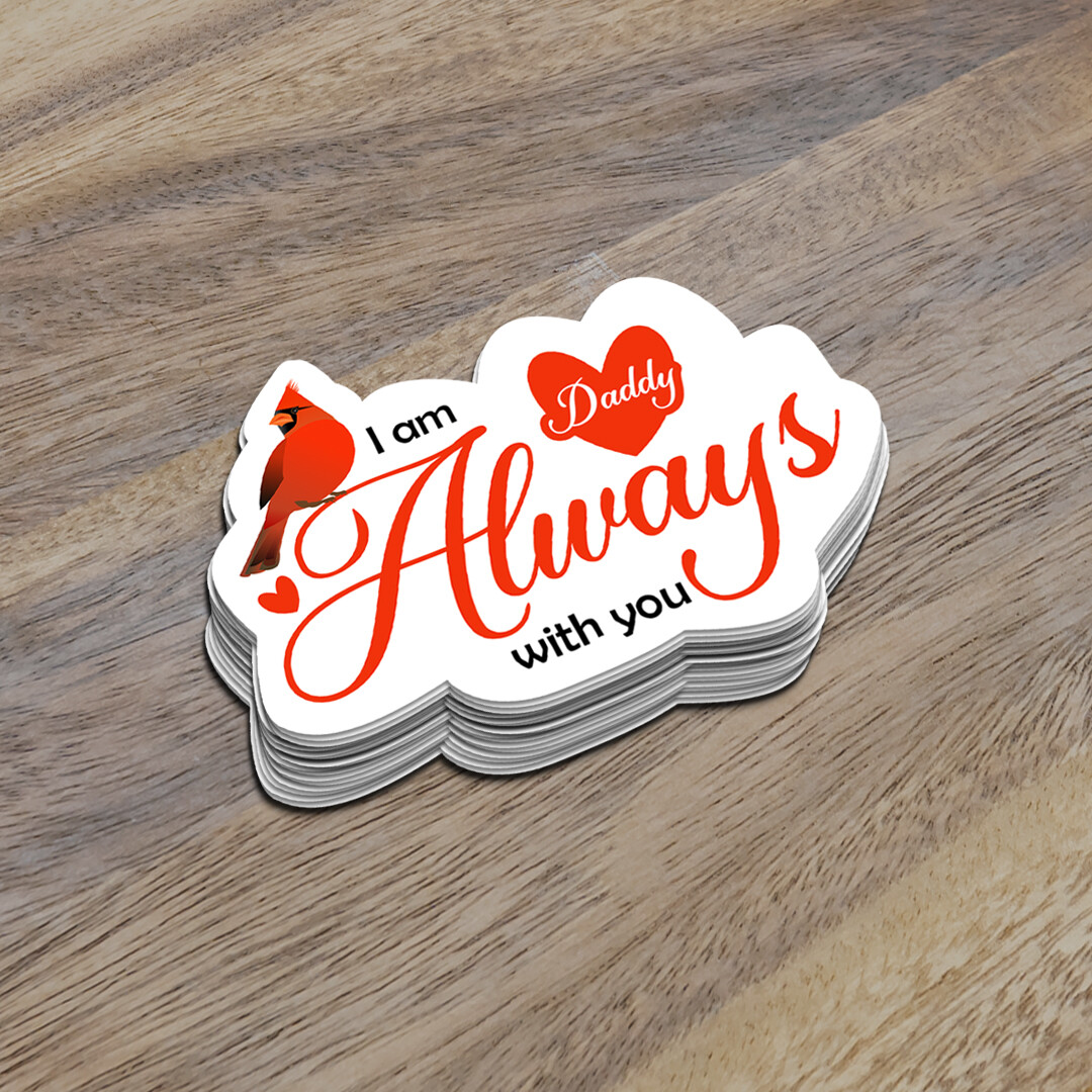 Cardinal and Hearts I Am Always with You Cardinal Remembrance Sticker
