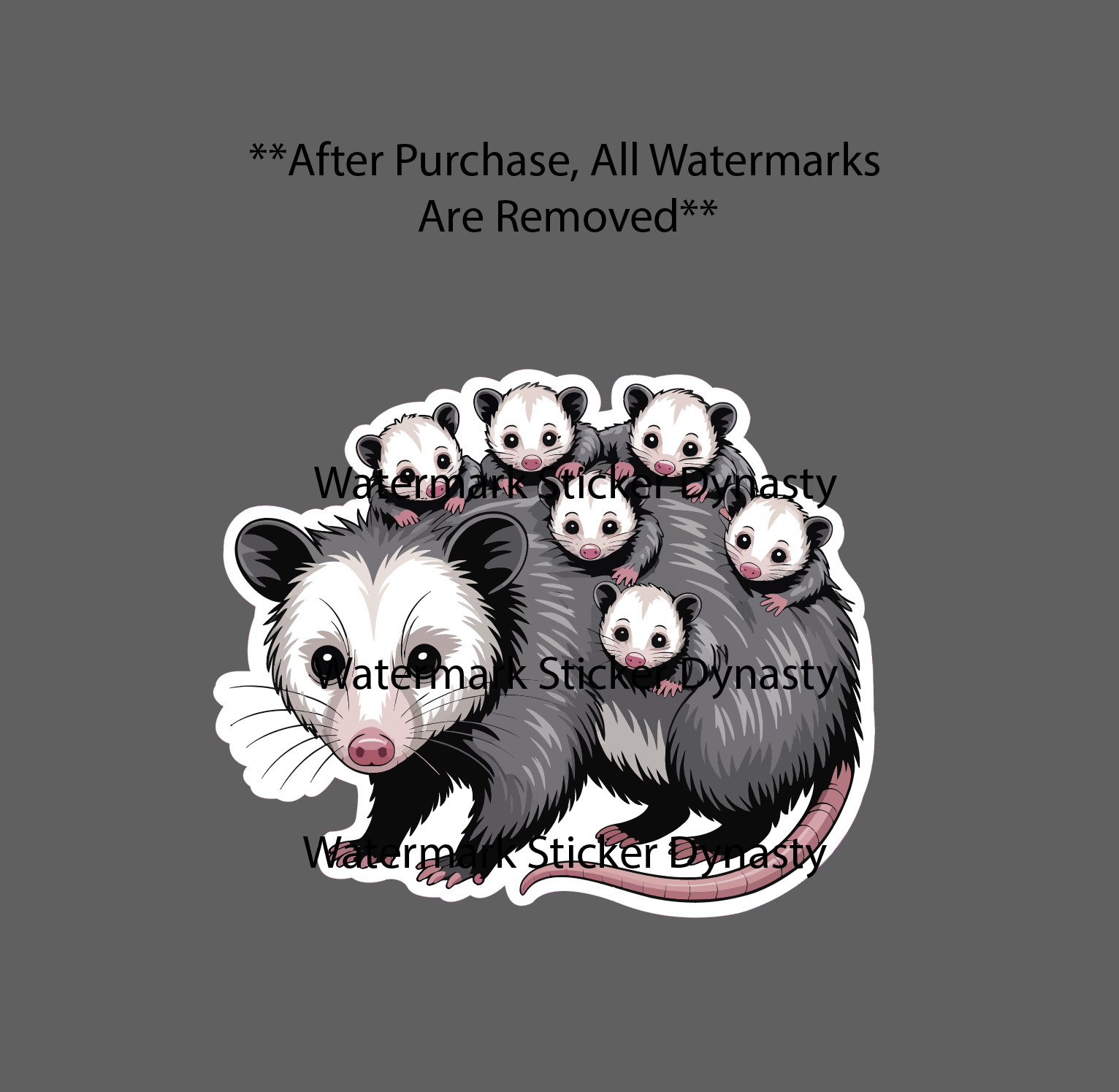 Mother Opossum Sticker Waterproof Decal Babies Child Animal Wild Cute Gift NEW
