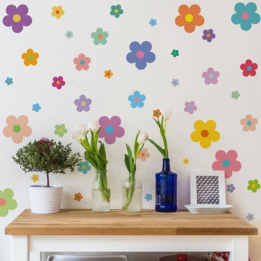 Contemporary Flower Wall Stickers PVC for For childrens Bedroom 20x30cm Set