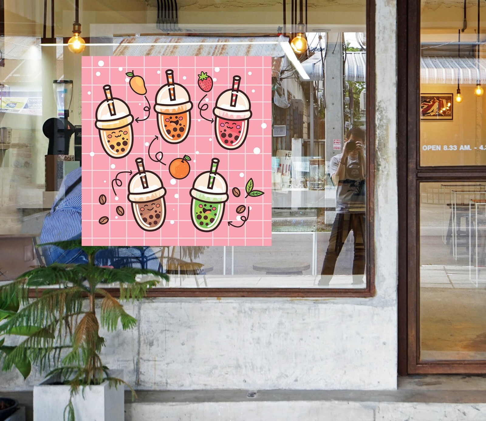 3D Pearl Tea K425 Bubble Tea Shop Window Stickers Vinyl Wallpaper Murals Kay