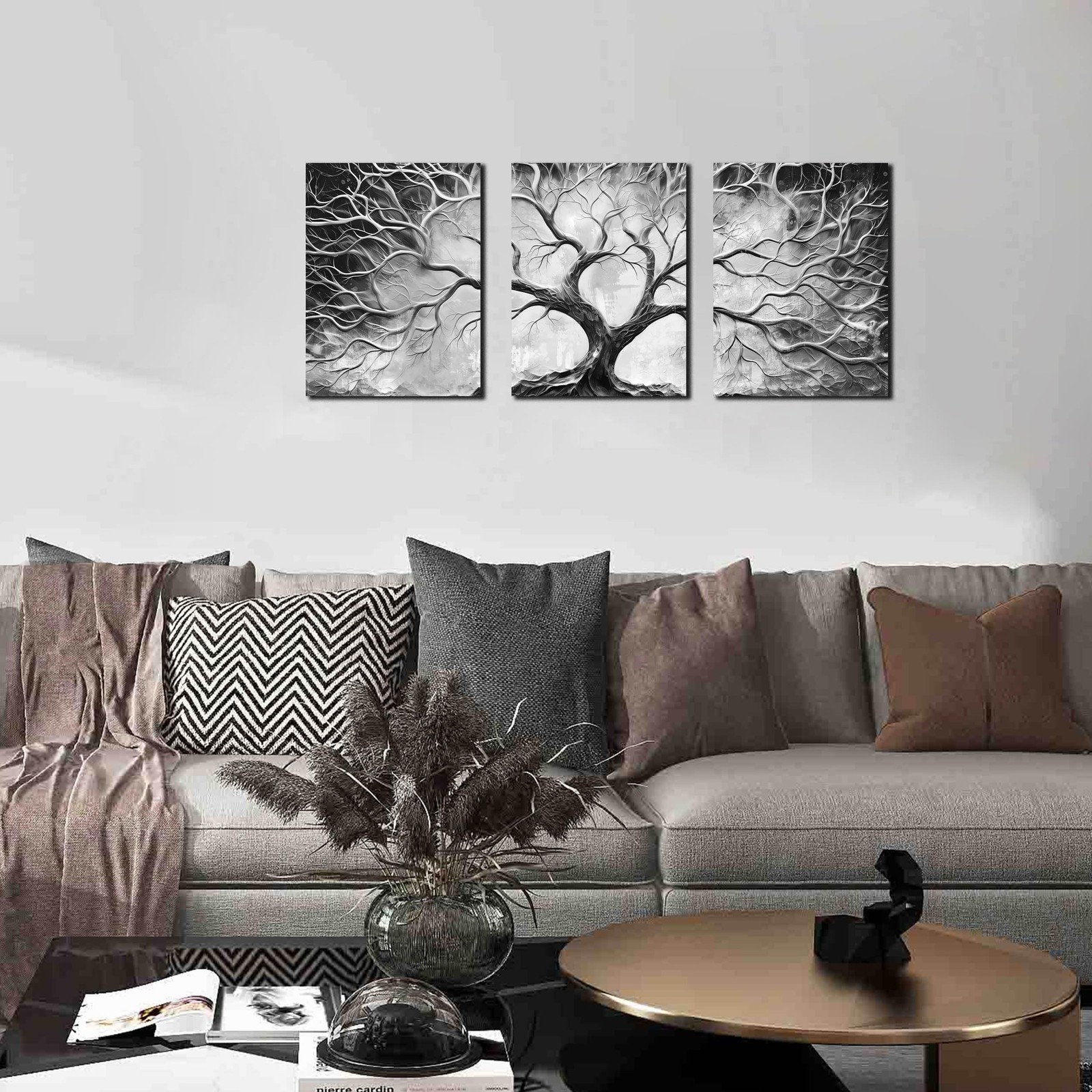 Tree Wall Art for Living Room – Modern Black and White Pictures Wall Art for …