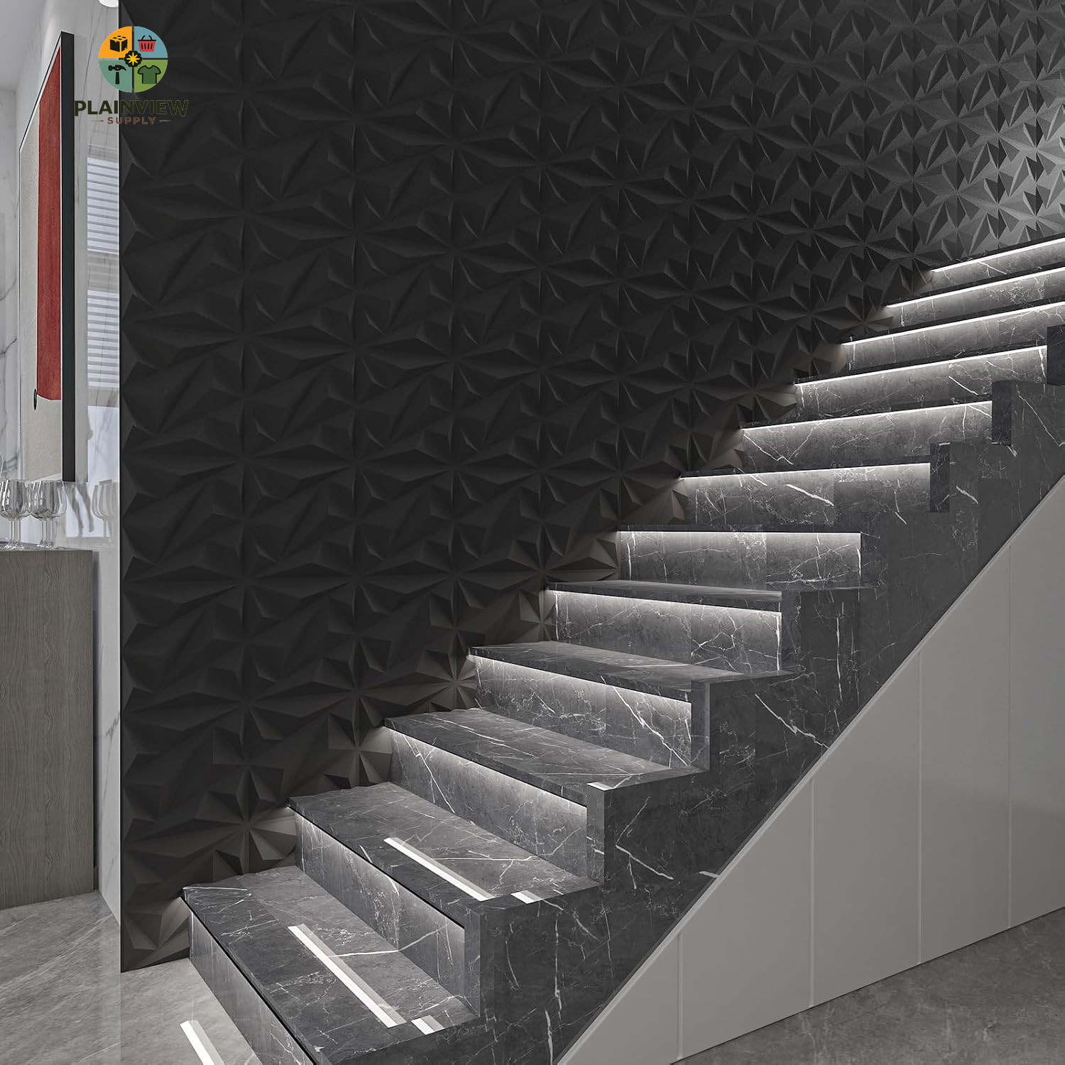 33 Pack 3D Wall Panel Diamond for Interior Wall Décor, PVC Flower Textured Wall
