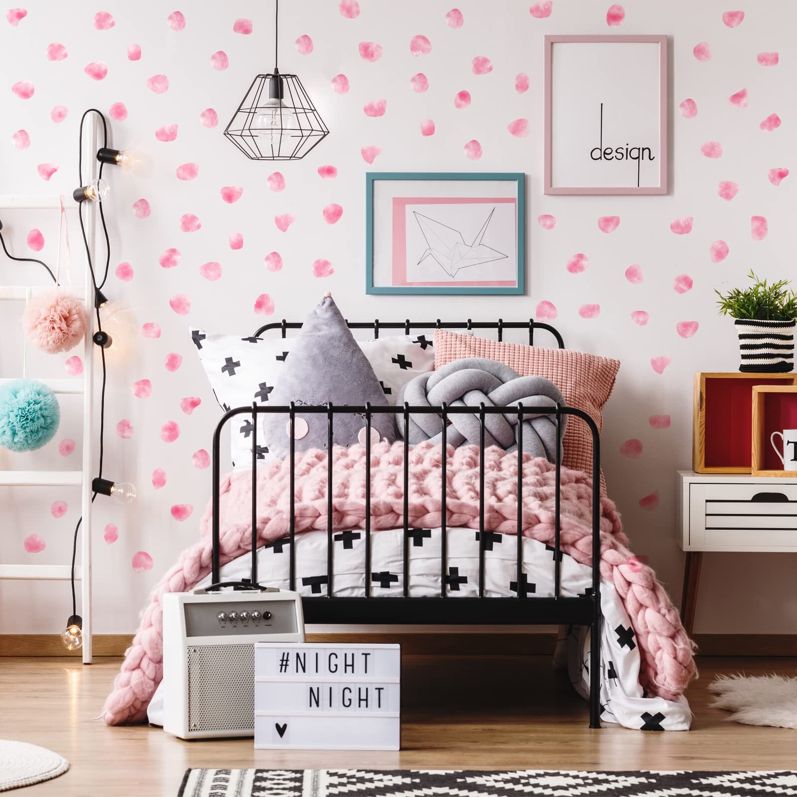 Outus 500 Pieces Irregular Polka Dots Wall Decal Bedroom Home Decoration (Pink)