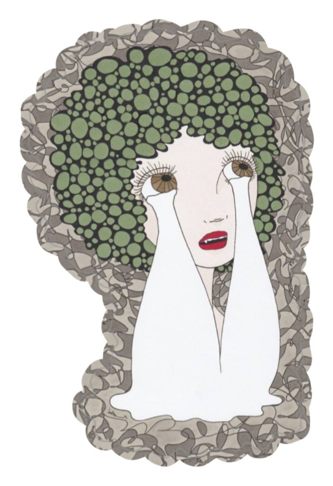 "No Faith" Original art shaped sticker 3" x 1.93"