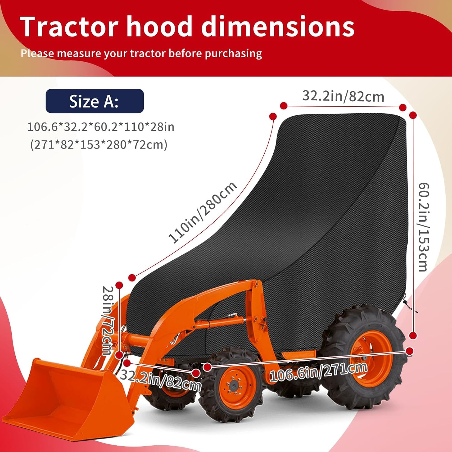 Waterproof Compact Kubota Tractor Cover – Windproof Utility Cover With Drawstrin