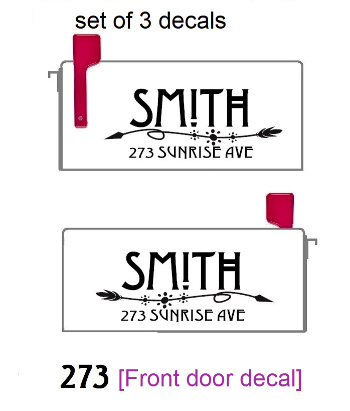 SET OF 2 CUSTOM PERSONALIZED VINYL MAILBOX NUMBERS NAME DECAL, (Model 23)