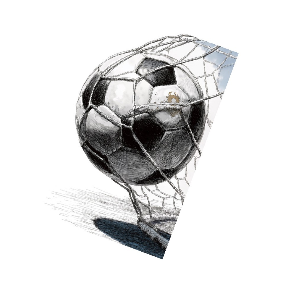 Soccer Ball Hitting Net Sketch Wall Art Print Thick Fade Resistant Ink