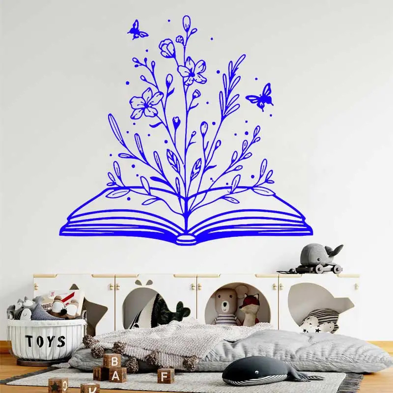 Reading Books Wall Stickers Abstract Butterfly School Library Classroom Study