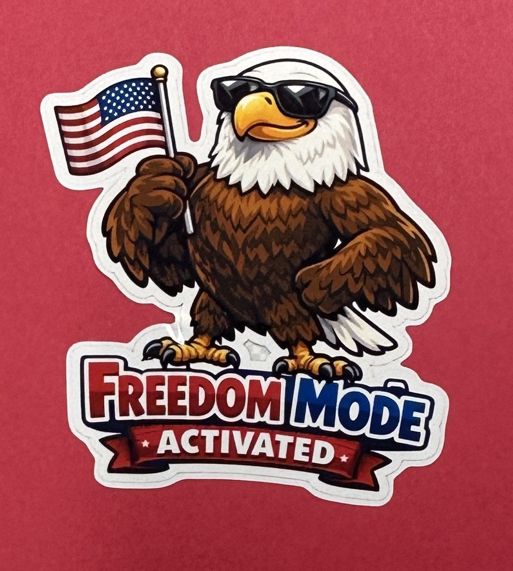 3 inch Freedom Mode Activated Patriotic Eagle Vinyl Sticker USA