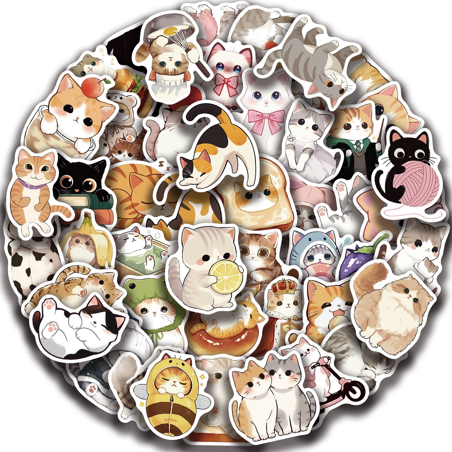 50pc Waterproof Vinyl Stickers Cute Funny Cats Luggage Phone Laptop Water Bottle