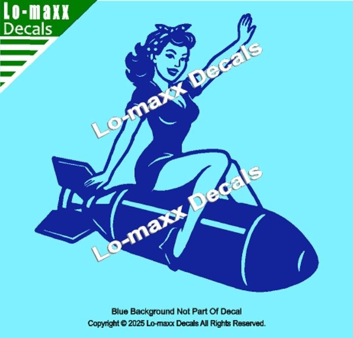 WW II Hot Sexy Girl Bomb Nose Art Decal Die Cut Vinyl Sticker Multi Size/Color