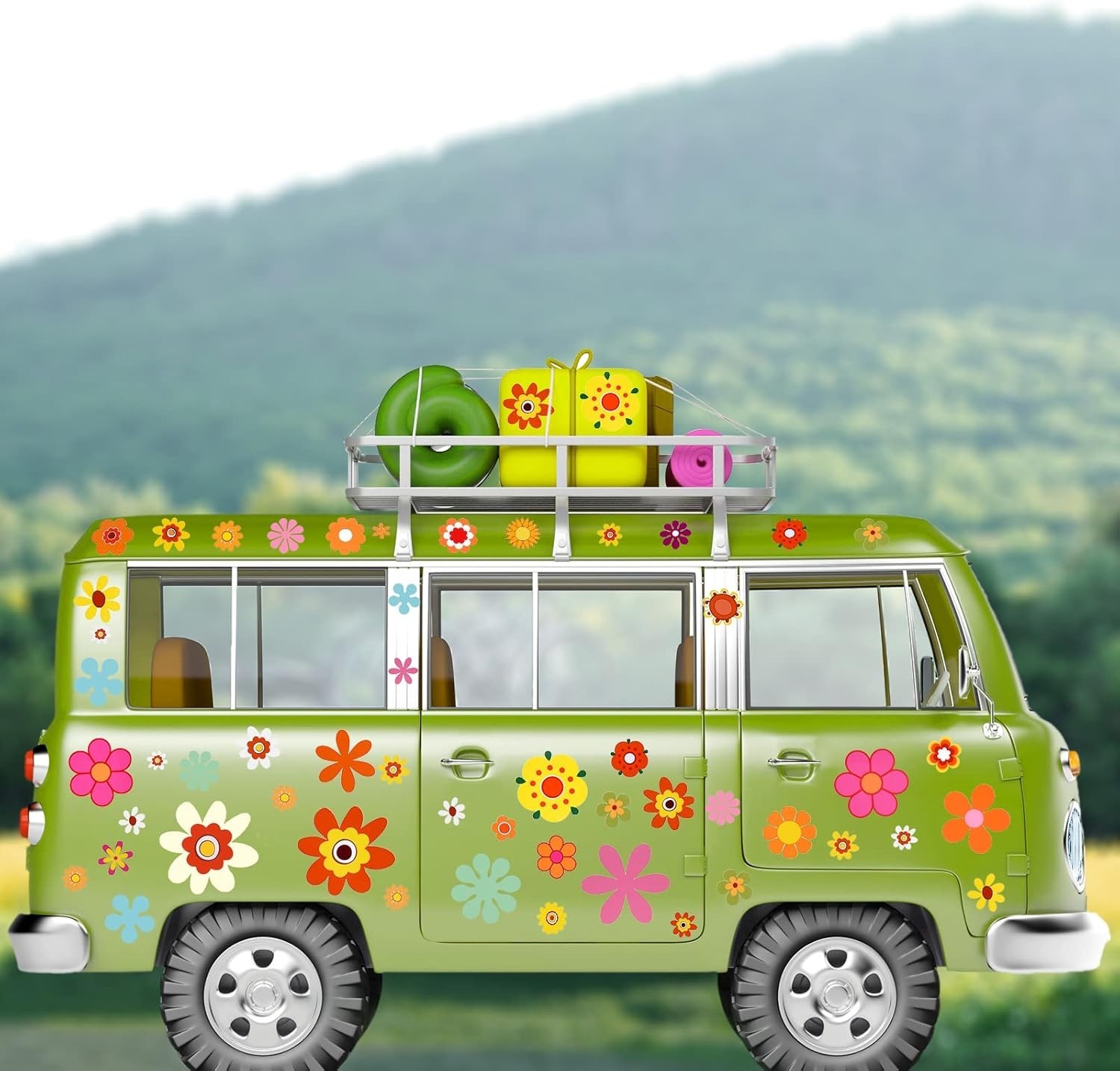 Daisy Stickers 135 Pcs Flower Car Decals 60's Hippie Stickers Daisy Vinyl Ret…