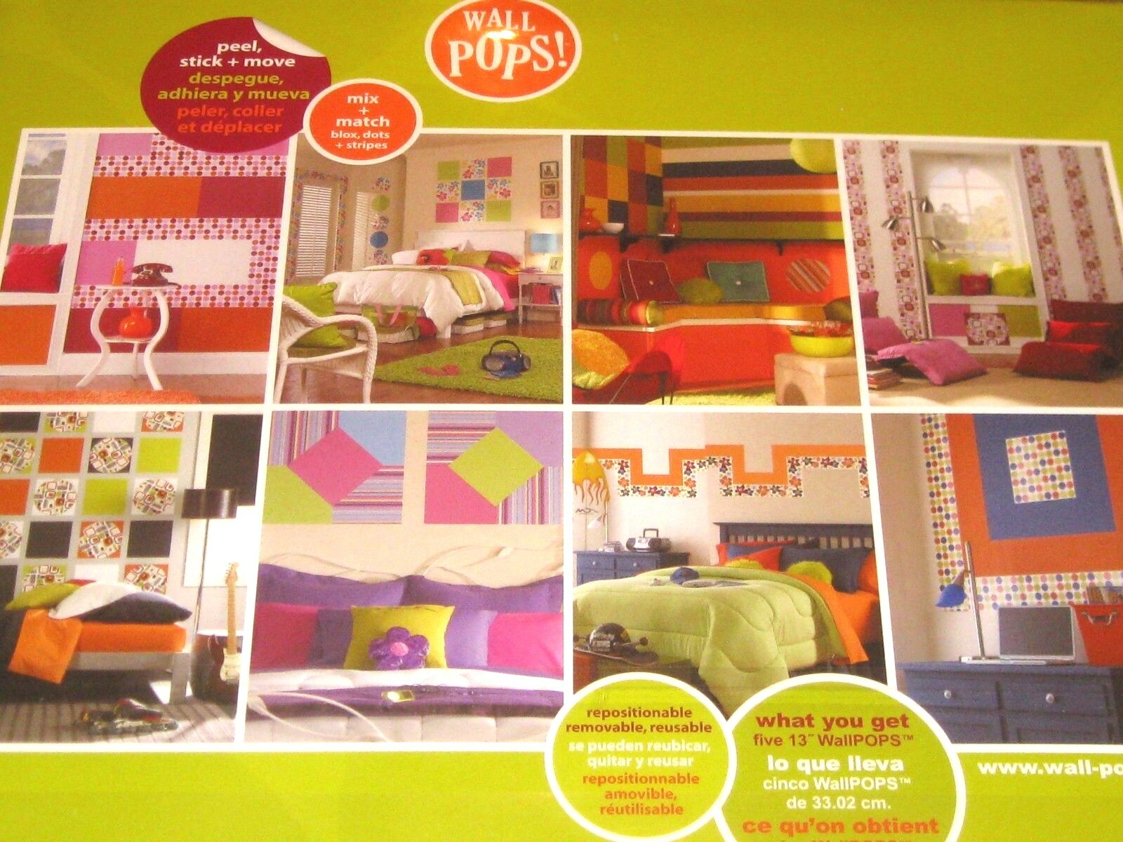 WALL POPS decals 5 13" BLOX PURPLE PERK SQUARE 13 x13 Wall Sticker Decor NIP