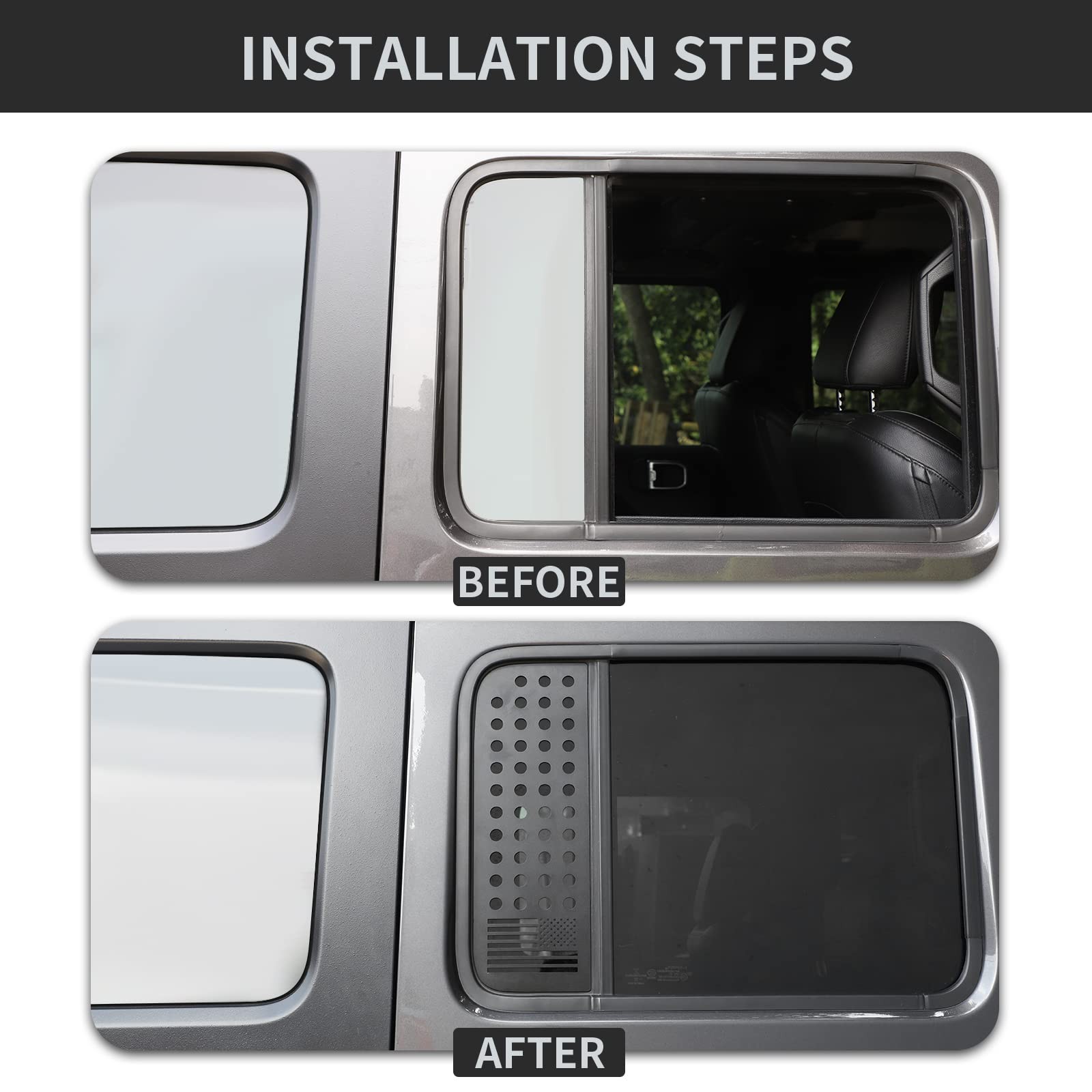 Rear Door Window Decals Aluminum Alloy Glass Panel Cover for 2018-2021 Jeep W…