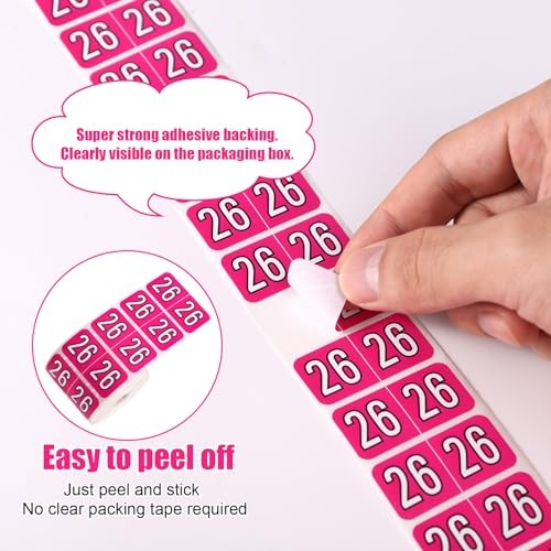 1000pcs 2026 File Folder Sticker Labels, 3/4×1-1/2 Inch Self-Adhesive Rose Red