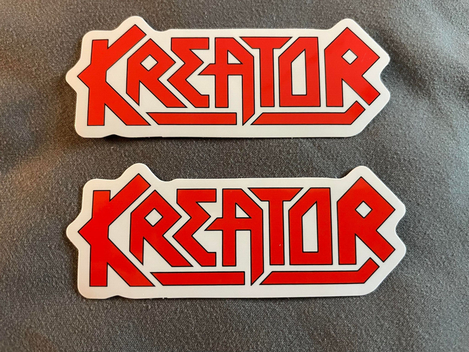Lot of 2 KREATOR 1" x 3" Band Logo STICKERS Black Red White FAST! FREE SHIP!