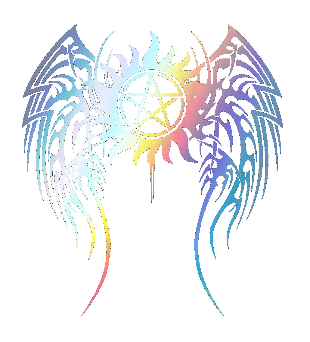Holographic Vinyl Decal Truck Car Sticker – Supernatural Demon Wings Pentagram