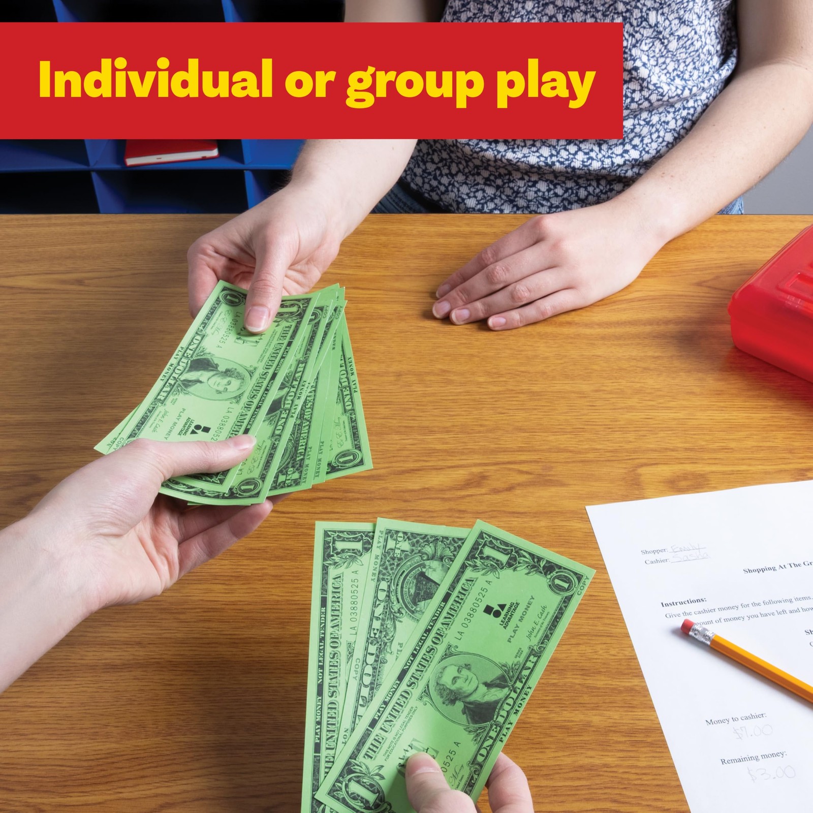 LEARNING ADVANTAGE One Dollar Play Bills | Set of 1 Count (Pack 1), Green