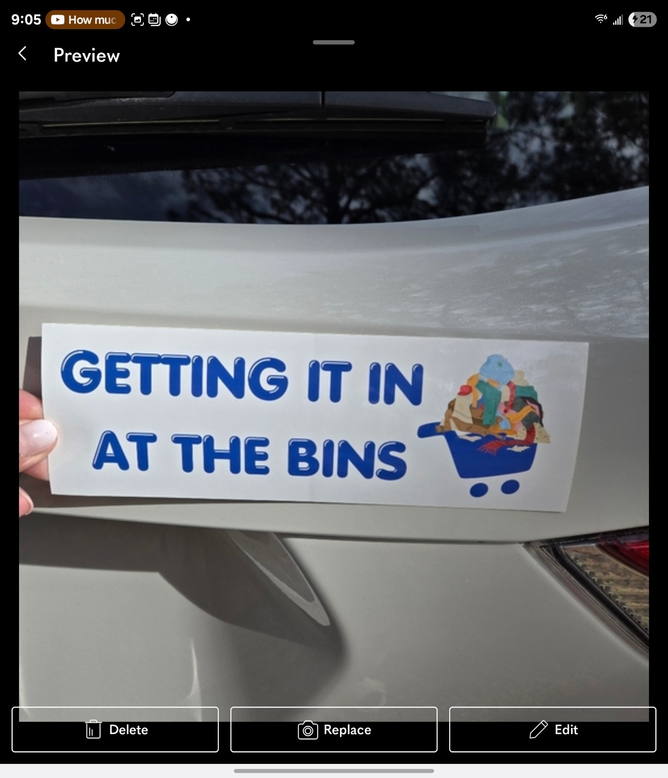 Getting it in at the Bins 9×3 inch glossy Goodwill bins graphic bumper sticker