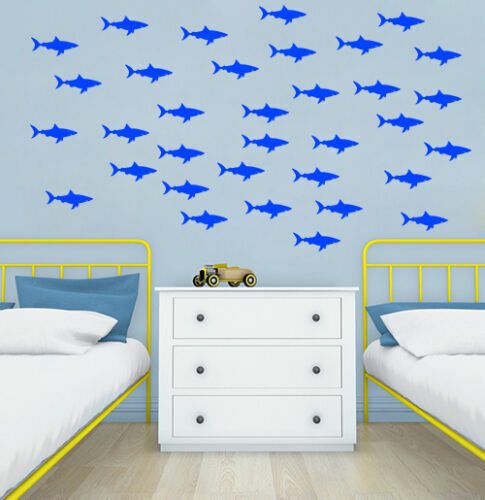 1.5" X 3" Small Sharks Home Office Wall Window Decor Vinyl Nursery Decal Sticker