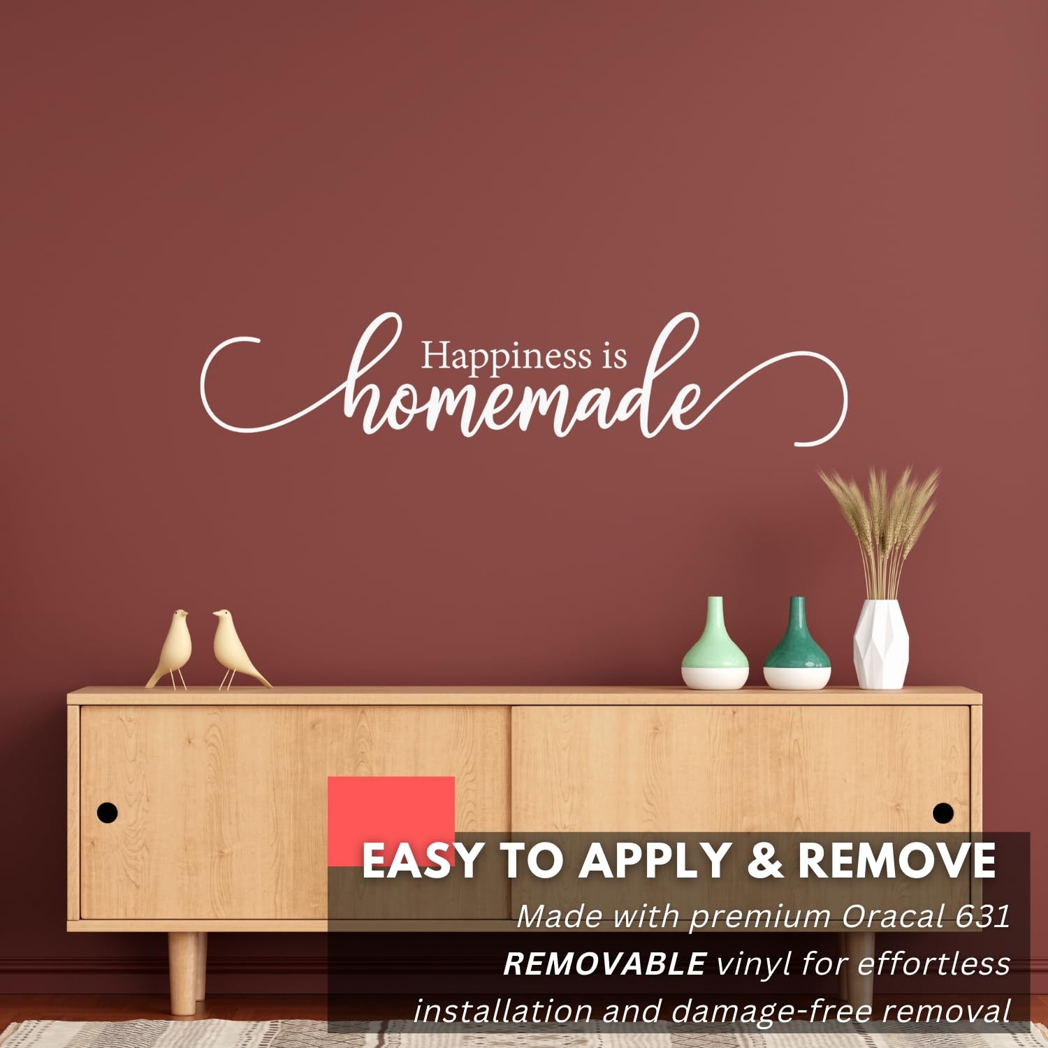 – Happiness is Homemade – Inspirational Family Wall Decal Sticker Quote Word …