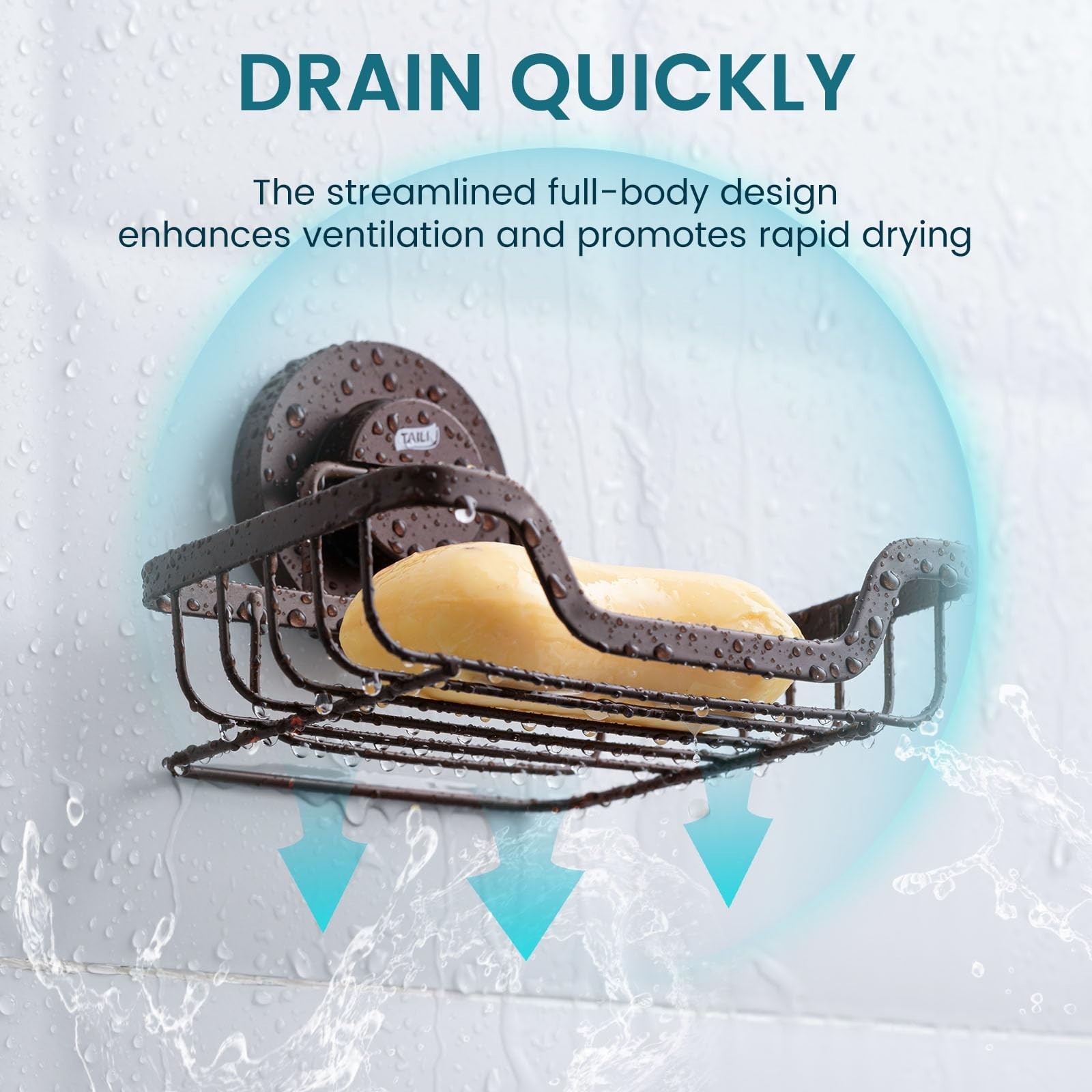 TAILI Soap Holder Bar Dish Suction Cup, Bar Shampoo Rack for Shower Wall, Dra…