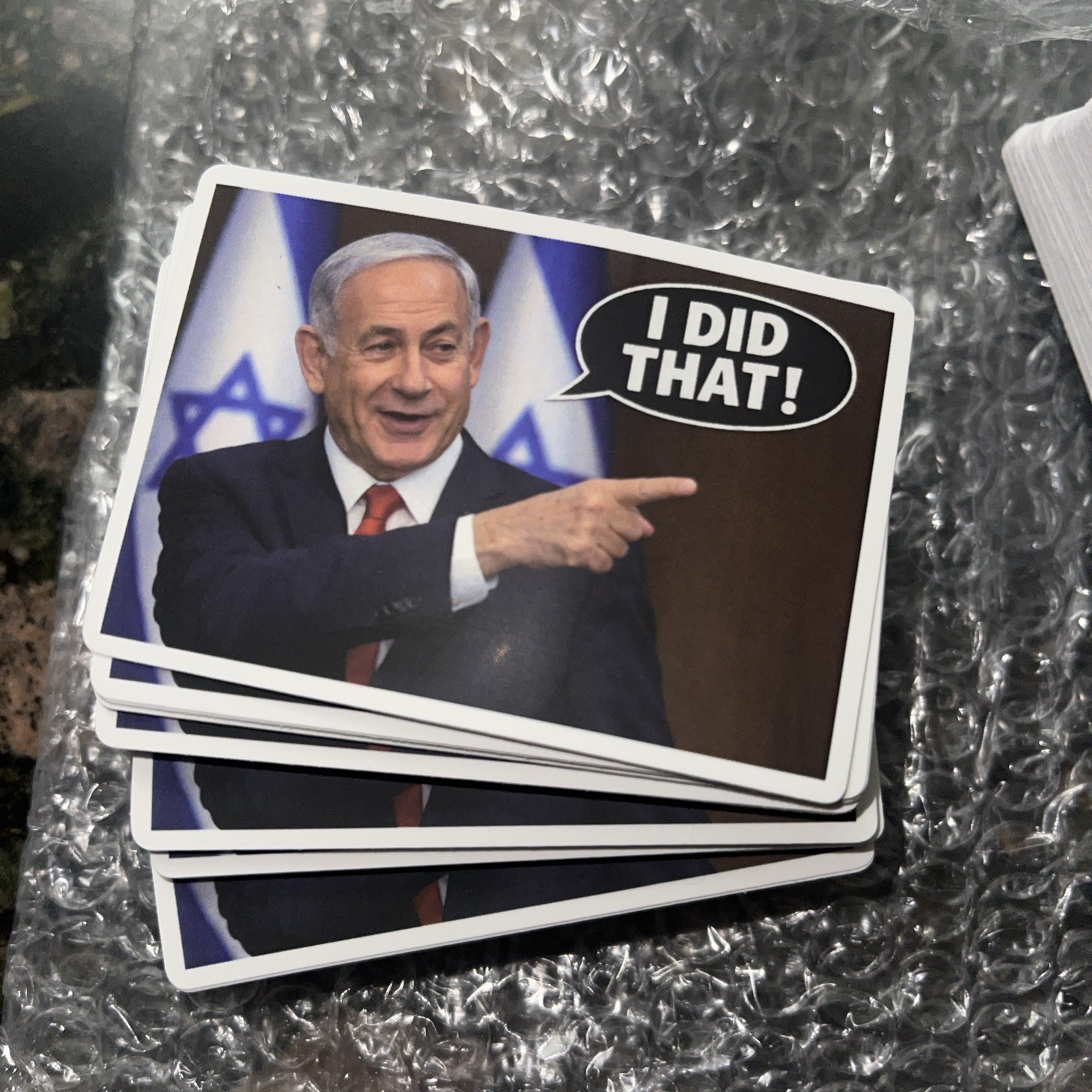 Netanyahu “I DID THAT!” Vinyl waterproof Stickers 10pc Decals Gas Pump