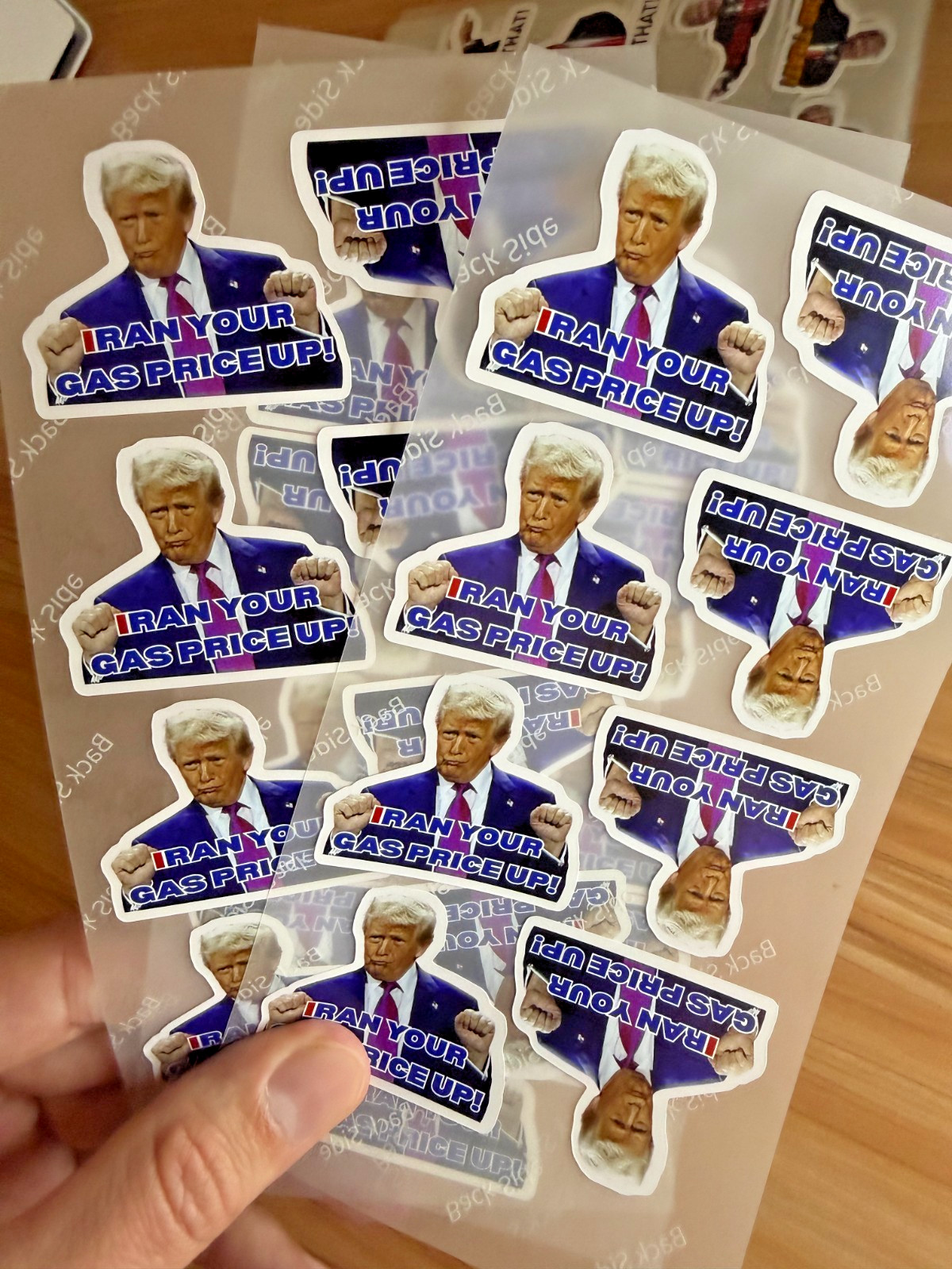 Trump "IRAN YOUR GAS PRICE UP" Stickers 100pc Gas Pump Waterproof Vinyl Decals