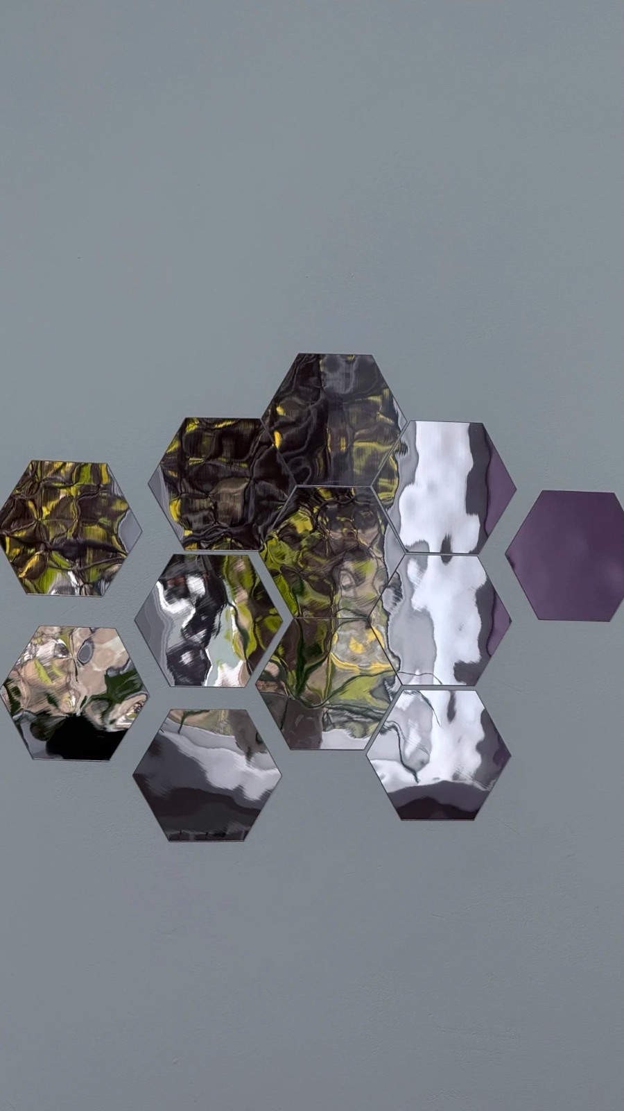 12 Silver 8*7 Hexagon Acrylic Stickers Mirror Wall Decals Dorm Rooms Decorations