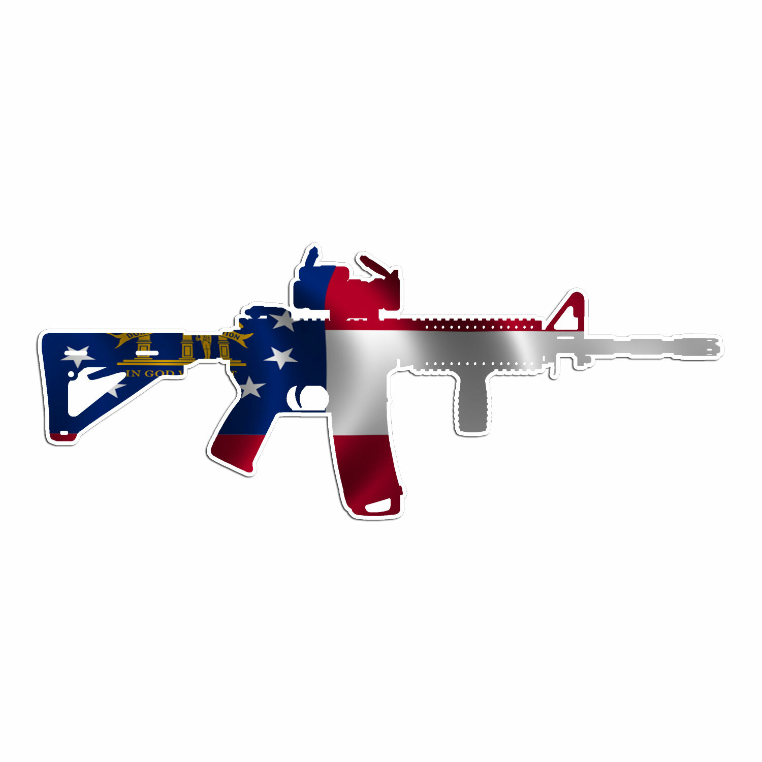 AR 15 Rifle Gun Firearm With Scope- Georgia Flag – Vinyl Decal Sticker