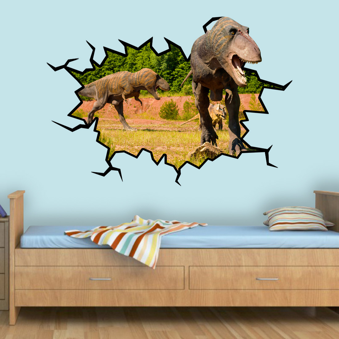 T-Rex Wall Decal Dinosaur 3D Wall Sticker Hole In The Wall Crack VWAQ-WC18