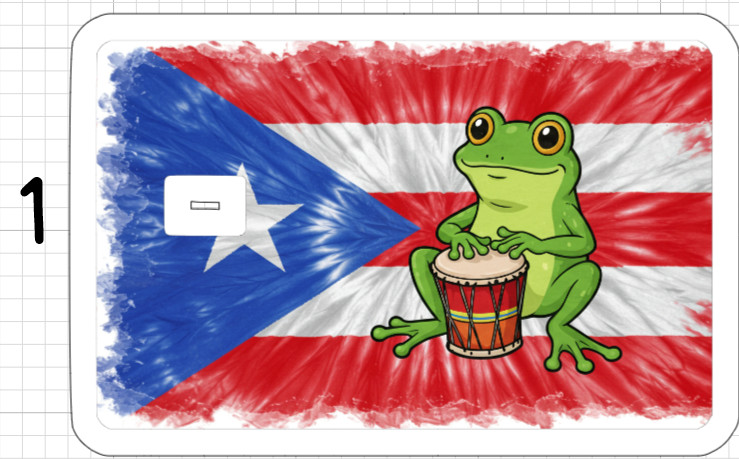 Puerto Rico Flag ATM Debit Credit Card Skin Sticker Latino Art USA America Frog
