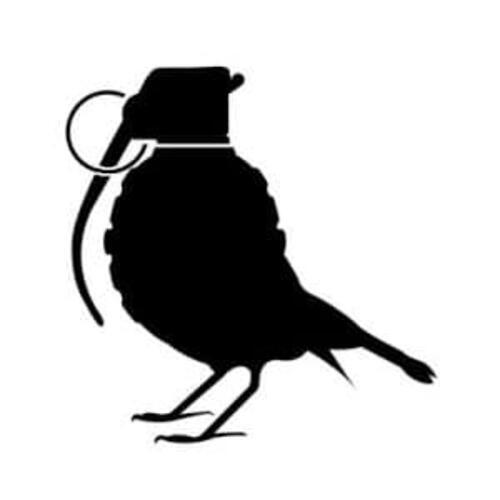 Banksy Grenade Bird Inspired Decal Sticker | 6-Inches By 6-Inches | Black Vinyl