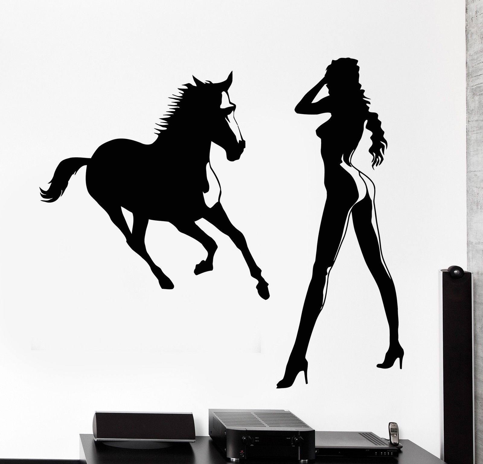 Wall Decal High Heels Sexy Girl And Horse Home Interior Decor z4052
