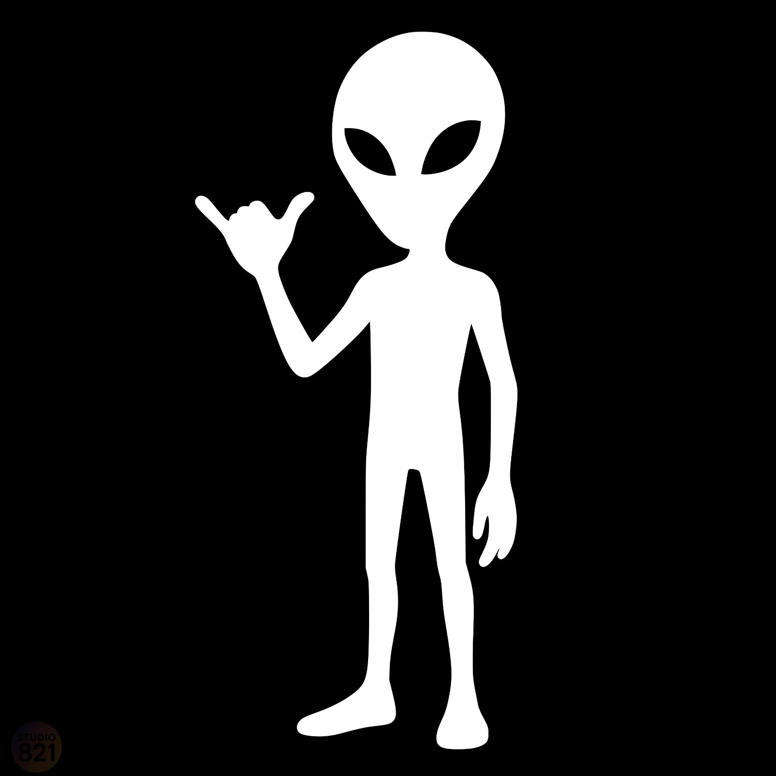 Alien Head Shaka Sign Decal | UFO Area 51 Sticker | Car Truck Window Vinyl | Fun