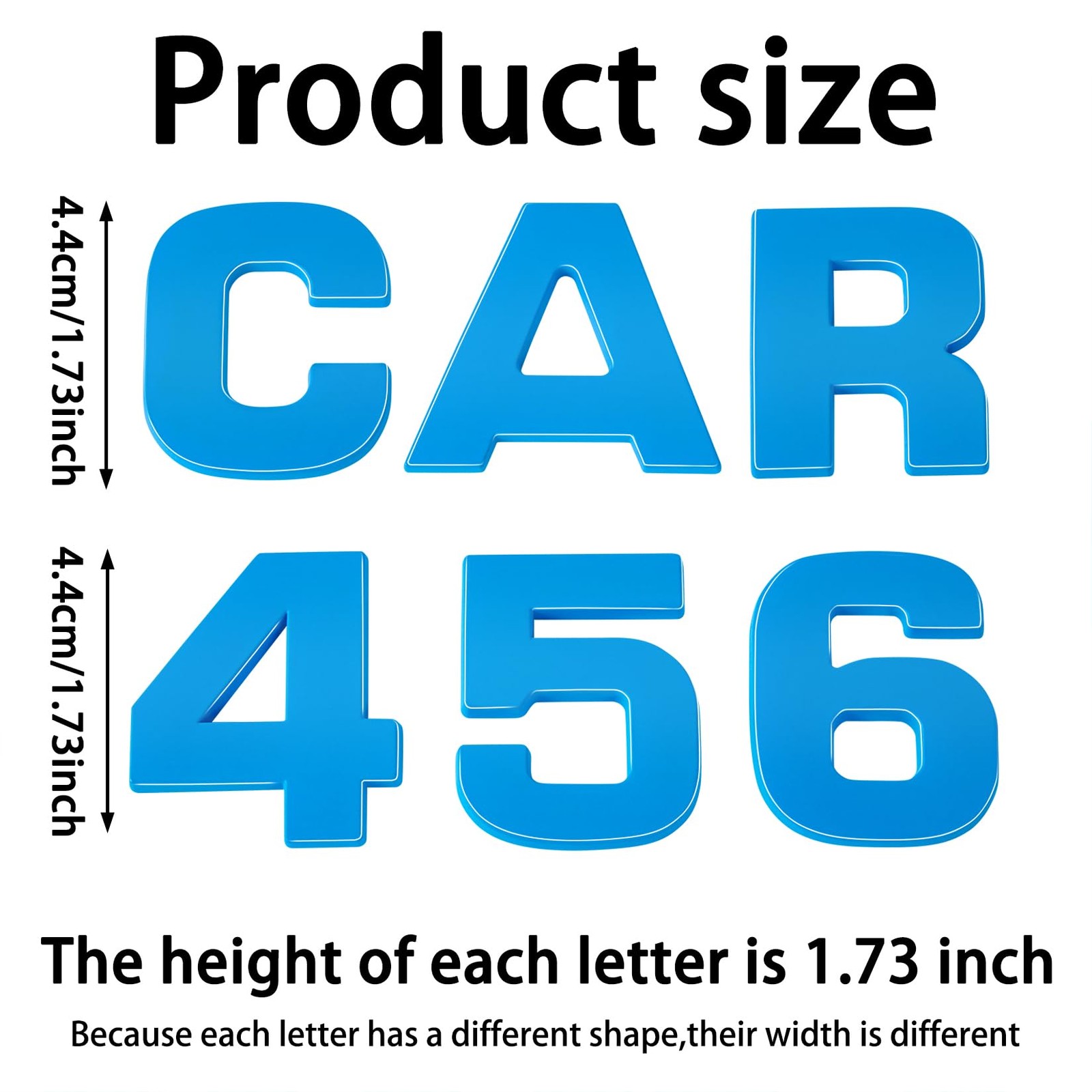43 Pcs 1.73" 3D Car Letter Decals Emblem Adhesive Number Symbol Badge Stickers